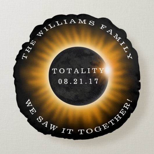 パーソナライズな家族の全体の日食 ラウンドクッション (正面)