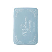 パーソナライズな家族の名字米国東部標準時刻。 青いバス・マット バスマット (正面縦)