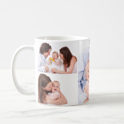 パーソナライズな家族4の写真のコラージュのコーヒー・マグ コーヒーマグカップ (左)