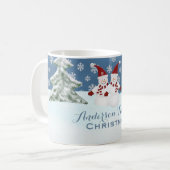 パーソナライズな家族: クリスマスの雪だるまのマグ コーヒーマグカップ (正面左)