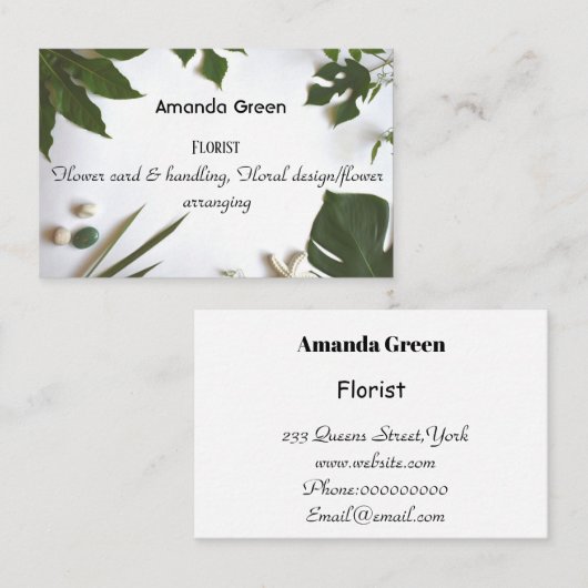 パーソナライズな専門の花屋の名刺 名刺 (正面/裏面)