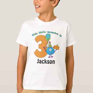 パーソナライズな小さいモンスターの子供の第3誕生日 Tシャツ