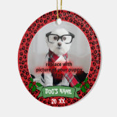パーソナライズな小犬ペット写真のオーナメント セラミックオーナメント (左)