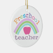 パーソナライズな就学前の先生の虹のオーナメント セラミックオーナメント (右)