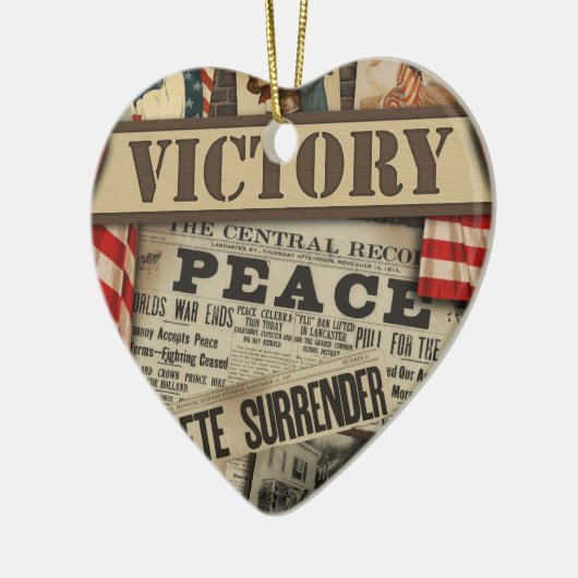 パーソナライズな平和および勝利WWIIのオーナメント セラミックオーナメント (左)