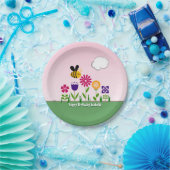 パーソナライズな幸せな蜂の花園 ペーパープレート (パーティー)