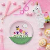 パーソナライズな幸せな蜂の花園 ペーパープレート (パーティー)