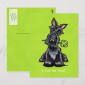 パーソナライズな幸運なスコッチテリア犬 ポストカード (正面/裏面)