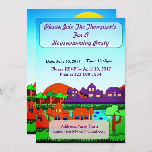 パーソナライズな引っ越し祝いパーティーのパーティの招待状 招待状 (正面/裏面)