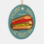 パーソナライズな強大な犬のホットドッグ セラミックオーナメント (右)