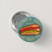 パーソナライズな強大な犬のホットドッグ 缶バッジ (正面&裏面)