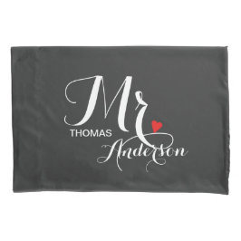 パーソナライズな彼のおよび彼女の物- Newlyweds氏及び夫人 枕カバー