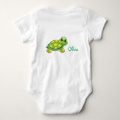 パーソナライズな微笑のカメ ベビーボディスーツ (裏面)