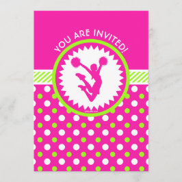 パーソナライズな応援/Pomのピンク-緑の水玉模様 招待状