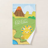 パーソナライズな恐竜のおもしろいの子供 バスタオルセット (ハンドタオル)