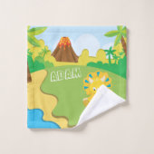 パーソナライズな恐竜のおもしろいの子供 バスタオルセット (ウォッシュタオル)