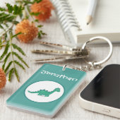 パーソナライズな恐竜の長方形の一流のkeychain キーホルダー (正面右)