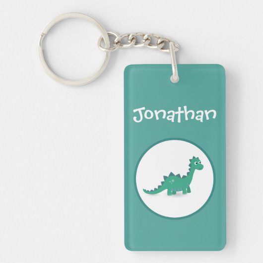 パーソナライズな恐竜の長方形の一流のkeychain キーホルダー (正面)