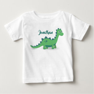 パーソナライズな恐竜の青緑の子供のTシャツ ベビーTシャツ