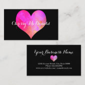 パーソナライズな情報の水彩画のハート 名刺 (正面/裏面)