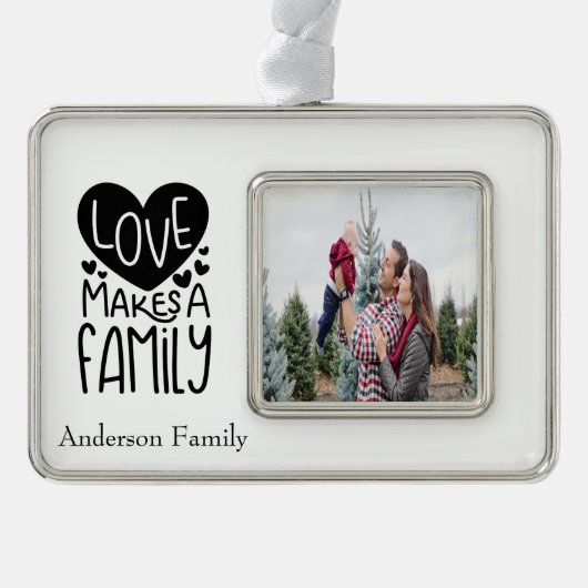 パーソナライズな愛は家族写真のオーナメントを作ります シルバープレートフレームオーナメント (正面)