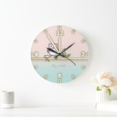 パーソナライズな愛らしくガーリーでかわいいフクロウ ラージ壁時計 (ホーム)