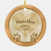 パーソナライズな愛情のある記憶犬の悔やみや弔慰のギフト セラミックオーナメント (裏面)