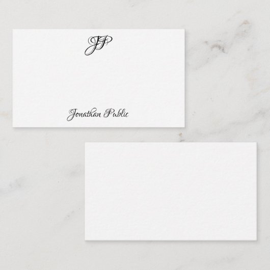 パーソナライズな手書きの原稿のモノグラムのシンプル ノートカード (正面/裏面)