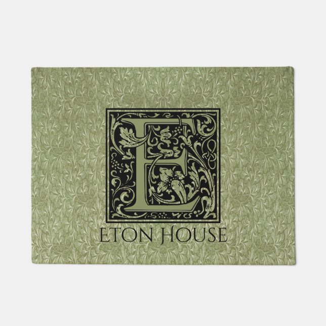 パーソナライズな手紙E第1の手紙のモノグラム ドアマット (正面)