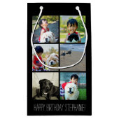 パーソナライズな数々の写真のモザイク写真のコラージュ スモールペーパーバッグ (裏面)