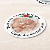パーソナライズな文字および写真テンプレート ラウンドペーパーコースター (アングル)