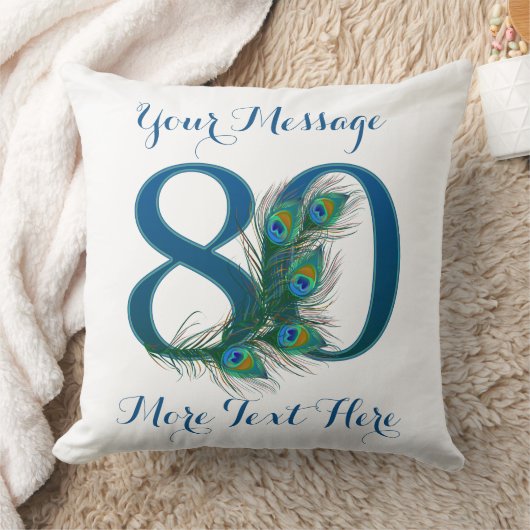 パーソナライズな文字のカスタムの第80誕生日80の枕 クッション (ブランケット)