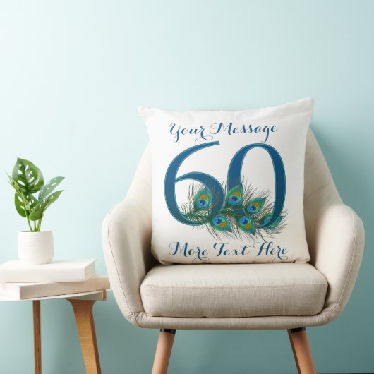 パーソナライズな文字の上品な第60誕生日60の枕 クッション (椅子)