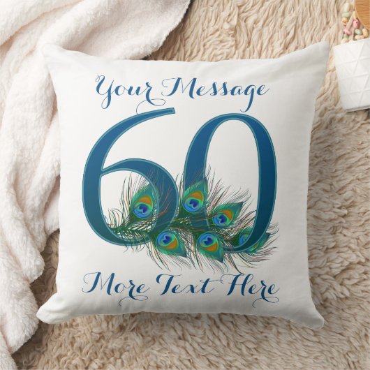 パーソナライズな文字の上品な第60誕生日60の枕 クッション (ブランケット)