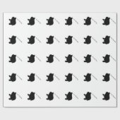 パーソナライズな文字、黒い小型ブタ ラッピングペーパー (フラット)