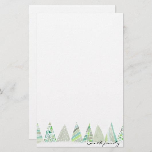 パーソナライズな文房具-クリスマスツリー 便箋 (正面/裏面)