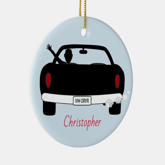 パーソナライズな新しい運転者の10代の少年 セラミックオーナメント (右)
