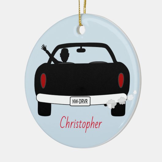 パーソナライズな新しい運転者の10代の少年 セラミックオーナメント (左)