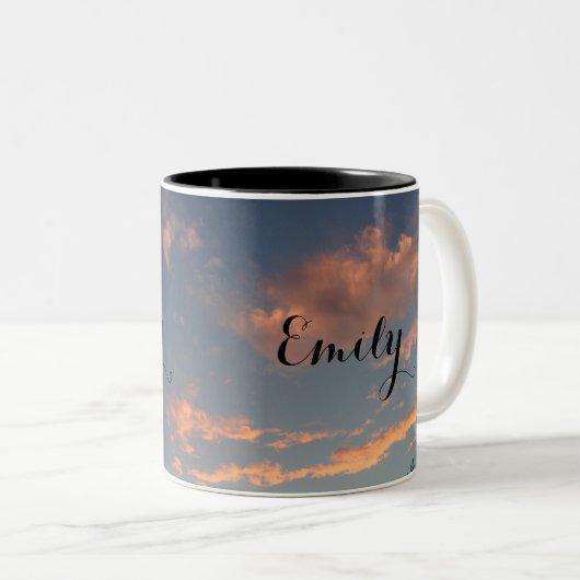 パーソナライズな日の出または日没のマグ ツートーンマグカップ (正面右)