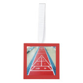 パーソナライズな日付がついたの上のShuffleboard キューブオーナメント (正面)