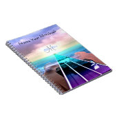 パーソナライズな日没のベースギター音楽ノート ノートブック (右側)