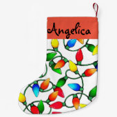 パーソナライズな旧式のクリスマスの照明 スモールクリスマスストッキング (裏面)