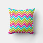 パーソナライズな明るいシマウマのヒョウおよびシェブロン クッション (裏面)