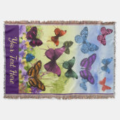 パーソナライズな明るくカラフルな蝶芸術 スローブランケット (正面)