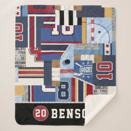 パーソナライズな昔のアイスホッケーのワイシャツのパック シェルパブランケット