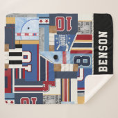 パーソナライズな昔のアイスホッケーのワイシャツのパック シェルパブランケット (正面(横))