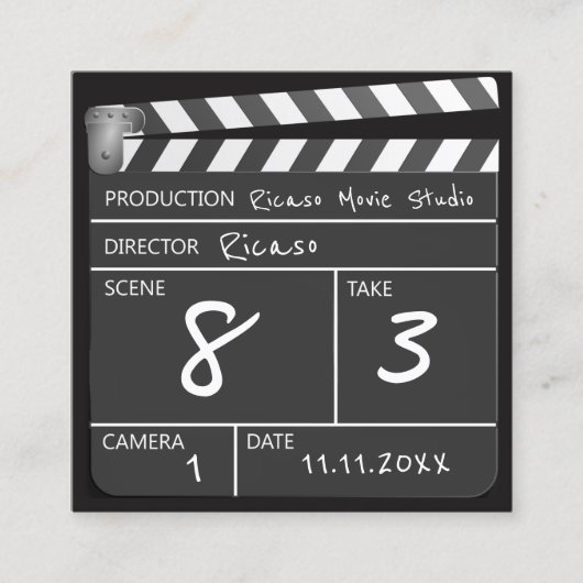 パーソナライズな映画Clapperboard スクエア名刺 (正面)