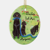 パーソナライズな春のおもしろいのラブラドールの絵を描くこと セラミックオーナメント (右)