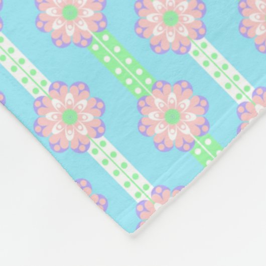 パーソナライズな春の水玉模様の花のリボン フリースブランケット (角)