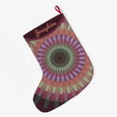 パーソナライズな暖かい黙した色の冬Dalia - ラージクリスマスストッキング (裏面 (吊り時))